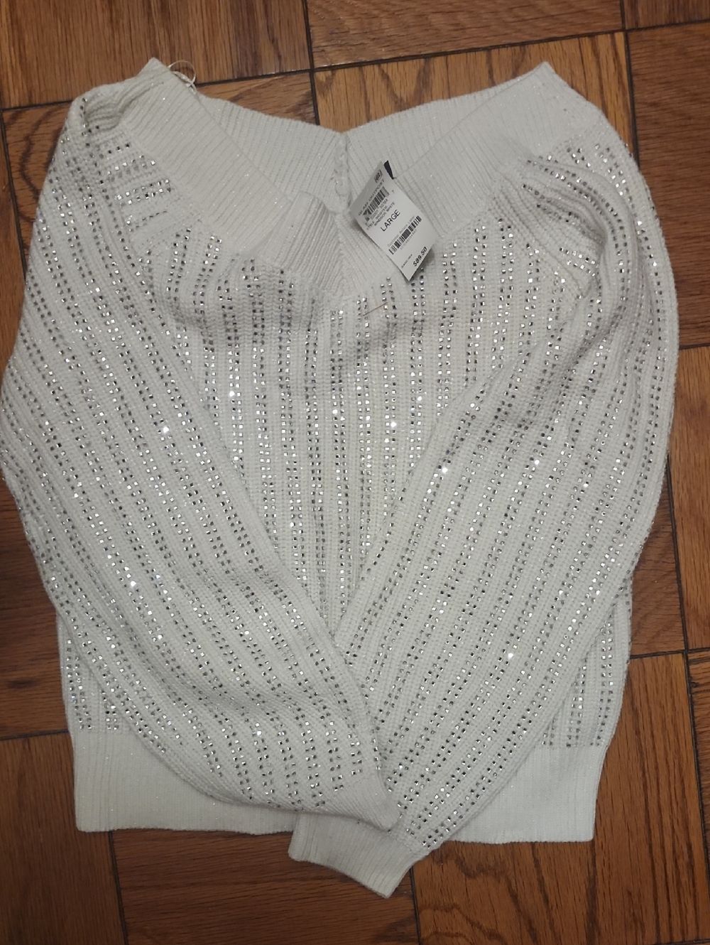 NWT INC Ivory Sweater with Silver Stud Accents